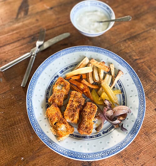 Tex-mex kuorrutettu sei ja juuresranskalaiset