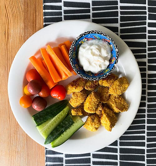 Kananugetit ja kasviksia