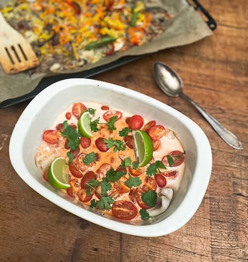 Uunikala ja kasviksia