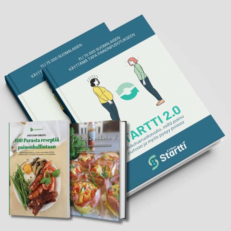 8 viikon Startti 2.0 ja kaksi reseptikirjaa - Kolmen kirjan paketti