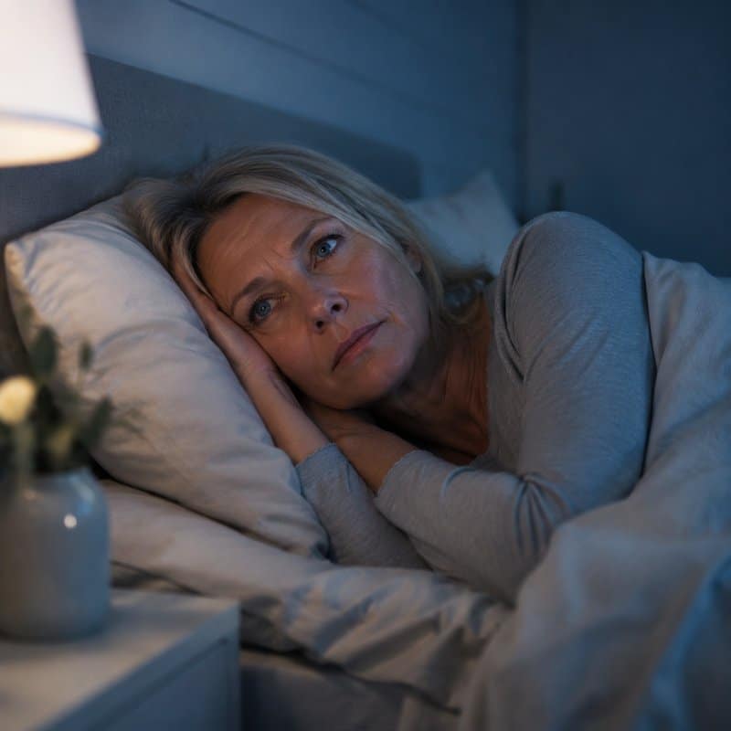 Nainen hereillä keskellä yötä