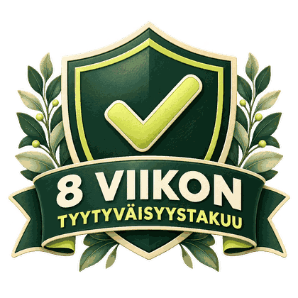 100 % tyytyväisyystakuu koko 8 viikoksi